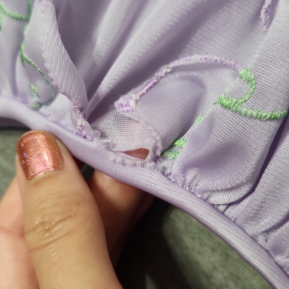 Vintage Ruffle Satin Floral Embroidered Lingerie Chemise Nightgown Slip Dress - Picture 10 of 10